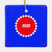 Monogram rood, wit en blauw Starburst Keramisch Ornament (Voorkant)