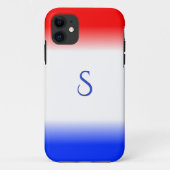 Monogram rood wit en blauw Stripe Case-Mate iPhone Case (Achterkant)