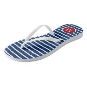 Monogram rood wit en blauw Stripe Teenslippers (Schuin)