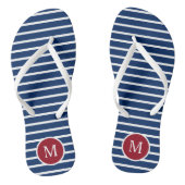 Monogram rood wit en blauw Stripe Teenslippers (Voetbed)