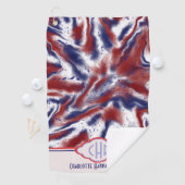 Monogram Rood, Wit en Blauw Stropdas-Dye | WATERVE Golfhanddoek (Insitu)