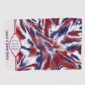 Monogram Rood, Wit en Blauw Stropdas-Dye | WATERVE Golfhanddoek (Horizontaal)
