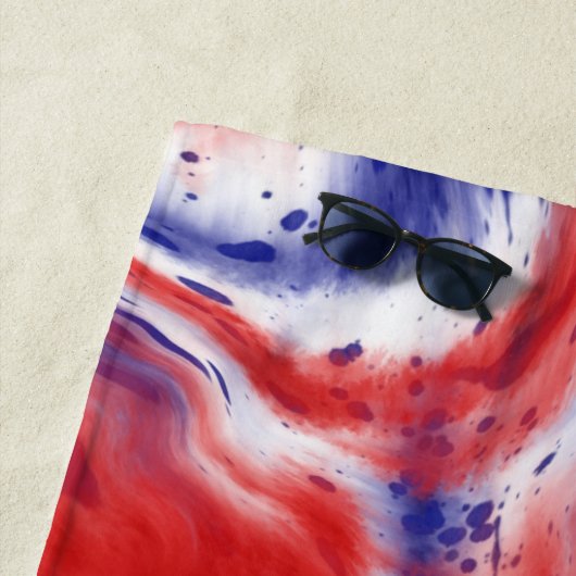 Monogram Rood, Wit en Blauw Stropdas-Dye | WATERVE Strandlaken (In situ)