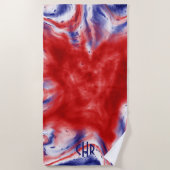 Monogram Rood, Wit en Blauw Stropdas-Dye | WATERVE Strandlaken (Voorkant)