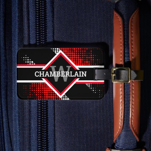 Monogram Rood wit en zwart Bagagelabel (Voorkant Insitu 4)