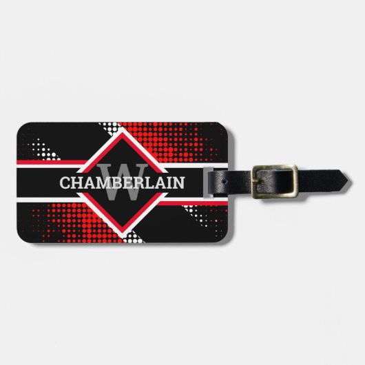 Monogram Rood wit en zwart Bagagelabel (Voorkant horizontaal)