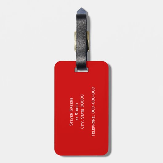 Monogram rood wit omgevormd Initiaal Bagagelabel (Achterkant verticaal)