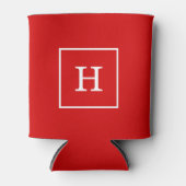 Monogram rood wit omgevormd Initiaal Blikjeskoeler (Voorkant)