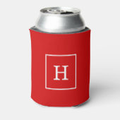 Monogram rood wit omgevormd Initiaal Blikjeskoeler (Blikje Achterkant)