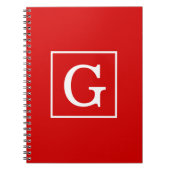 Monogram rood wit omgevormd Initiaal Notitieboek (Voorkant)