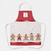 Monogram Rood & Wit Polka Dot Gingerbread Xmas Schort (Voorkant)