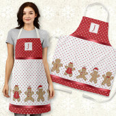 Monogram Rood & Wit Polka Dot Gingerbread Xmas Schort