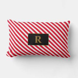 Monogram rood/wit strepen lumbaal kussen