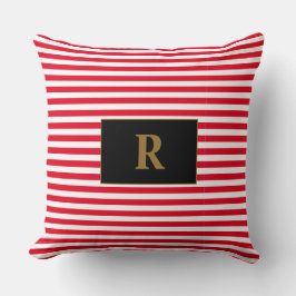 Monogram rood/wit strepen Sierkussen