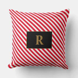 Monogram rood/wit strepen Sierkussen