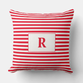 Monogram rood/wit strepen Sierkussen