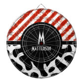 Monogram rood wit Stripe zwart Dartbord (Voorkant)