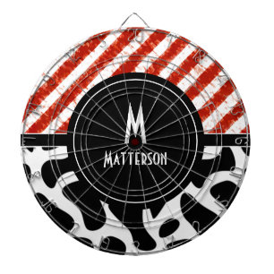 Monogram rood wit Stripe zwart Dartbord