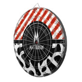 Monogram rood wit Stripe zwart Dartbord (Voorkant Rechts)