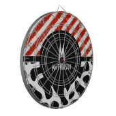 Monogram rood wit Stripe zwart Dartbord (Voorkant Links)