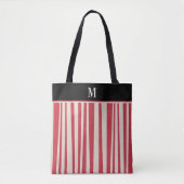 Monogram rood wit strippatroon tote bag (Voorkant)