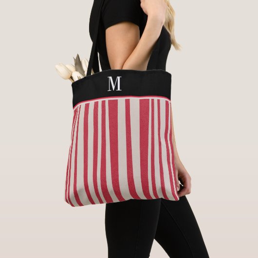 Monogram rood wit strippatroon tote bag (Dichtbij)