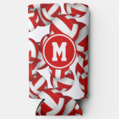 Monogram rood wit volleyballen patroon seltzer blikjeskoeler (Voorkant)