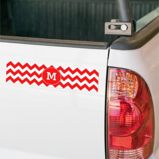 Monogram rood zigzag patroon bumpersticker (Op Truck)