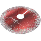 Monogram Rood Zilver Glitter Girly Glam Kerstboom Rok (Gekanteld)