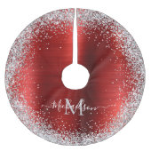 Monogram Rood Zilver Glitter Girly Glam Kerstboom Rok (Voorkant)