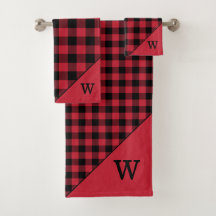 Monogram rood zwart buffel geruite patroon