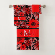 Monogram Rood, Zwart en Roze Oerwoud Bloemen