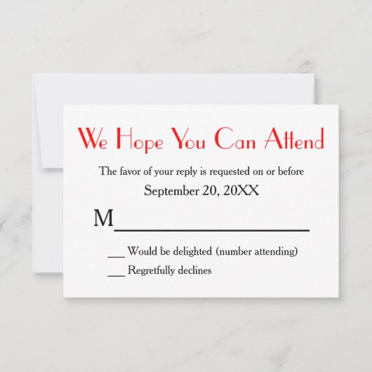 Monogram rood zwart RSVP versie 2 Kaartje (Voorkant)