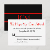 Monogram rood zwart RSVP versie 2 Kaartje (Voorkant / Achterkant)