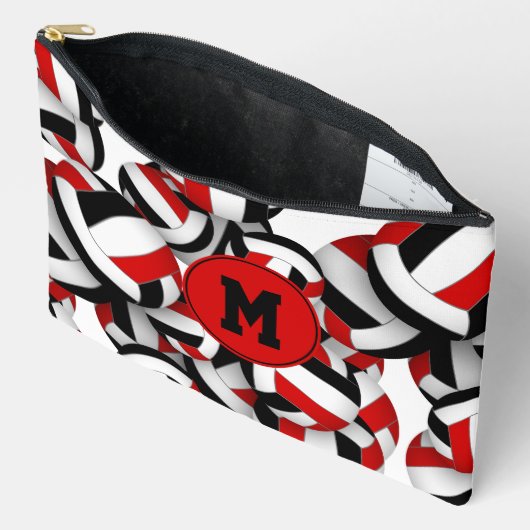 Monogram rood zwart volleyballen patroon etui (Open)