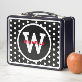 Monogram Rood Zwart Wit Polka stippen