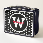 Monogram Rood Zwart Wit Polka stippen (Voorkant)