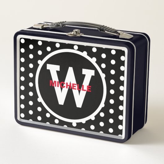 Monogram Rood Zwart Wit Polka stippen (Voorkant)