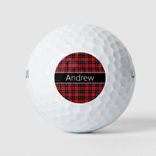 Monogram Rood Zwart Wit Tartan Buffalo Golfballen (Voorkant)