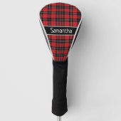 Monogram Rood Zwart Wit Tartan Buffalo Golfheadcover (Voorkant)