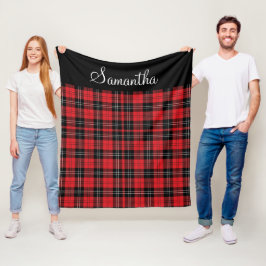 Monogram Rood Zwart Wit Tartan Buffalo Plaid Fleece Deken