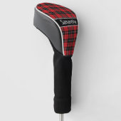 Monogram Rood Zwart Wit Tartan Buffalo Plaid  Golfheadcover (Schuin)