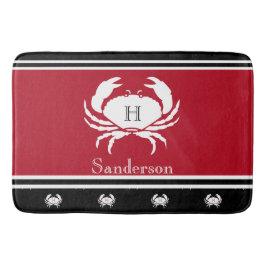 Monogram Rood Zwart Witte Krab Nautical Kitchen Ru Badmat