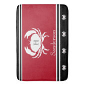 Monogram Rood Zwart Witte Krab Nautical Kitchen Ru Badmat (Voorkant Verticaal)