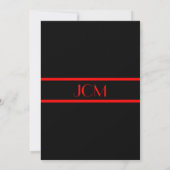 Monogram Rood Zwarte Bar Mitzvah op Wit Kaart (Achterkant)