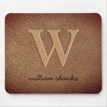 Monogram roodbruin leer gouden script naam