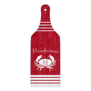 Monogram Roodwitte krab Nautical Cutting Board Snijplank