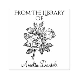 Monogram Roos Bladplaat Rubberstempel