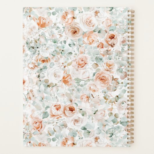 Monogram Roos Bloemen Eucalyptus Bladeren Bloemen Planner (Achterkant)