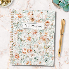 Monogram Roos Bloemen Eucalyptus Bladeren Bloemen Planner